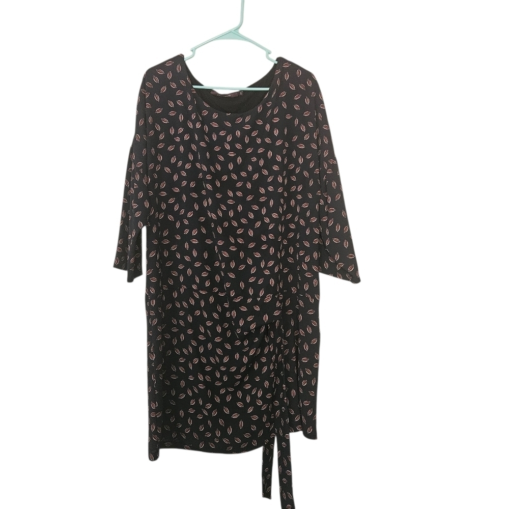 La Fée Maraboutée Black Tiny Leaves Tie On The Side Dress Size 44/14